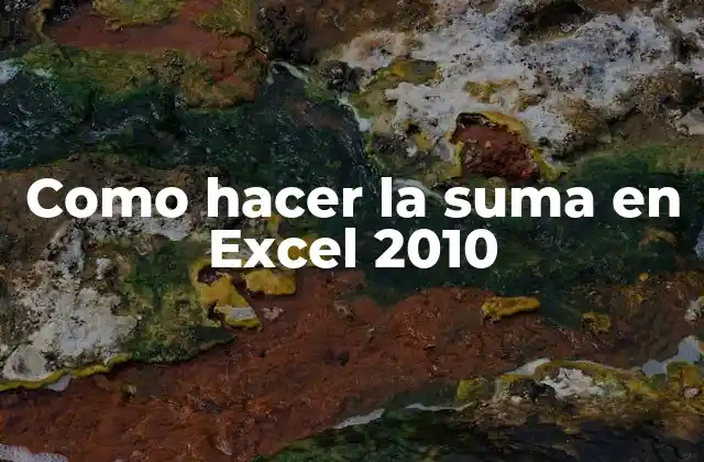 Como Hacer la Suma en Excel 2010