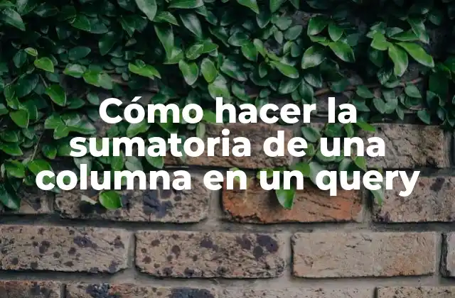 Cómo Hacer la Sumatoria de una Columna en un Query