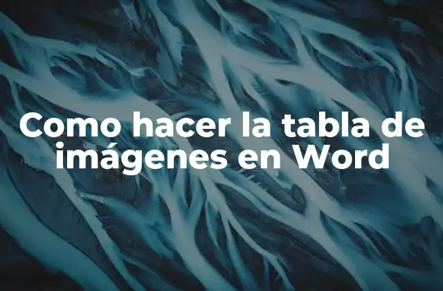 Como Hacer la Tabla de Imágenes en Word
