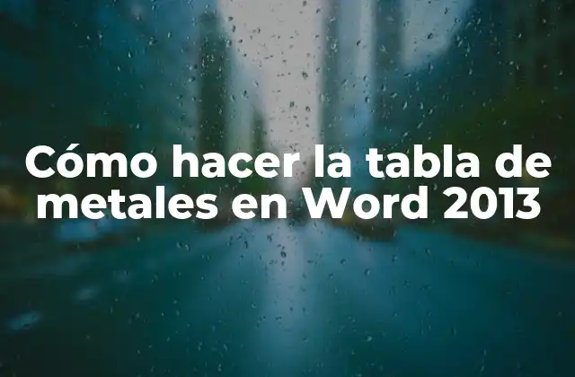 Cómo Hacer la Tabla de Metales en Word 2013