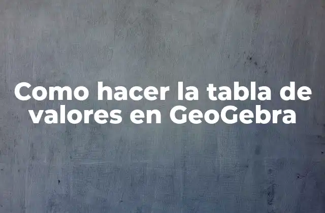 Como Hacer la Tabla de Valores en Geogebra