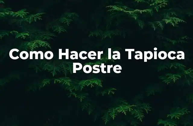 Como Hacer la Tapioca Postre