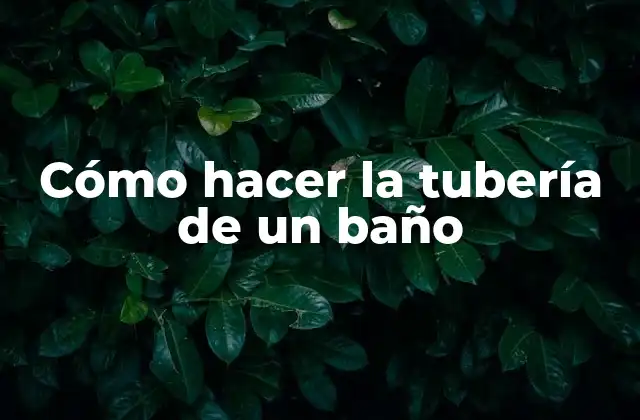 Cómo Hacer la Tubería de un Baño