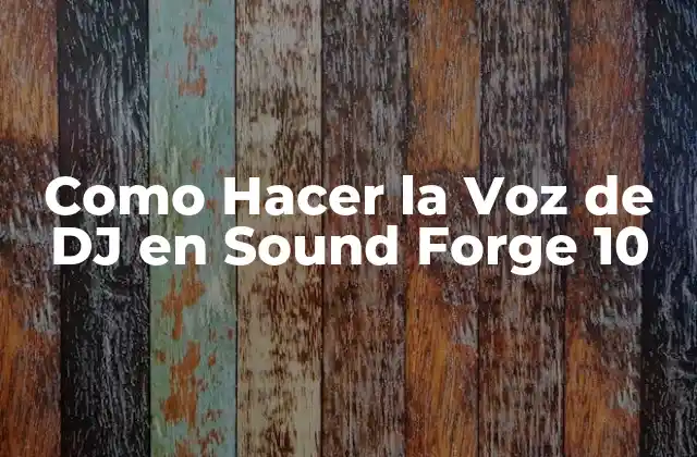 Como Hacer la Voz de Dj en Sound Forge 10