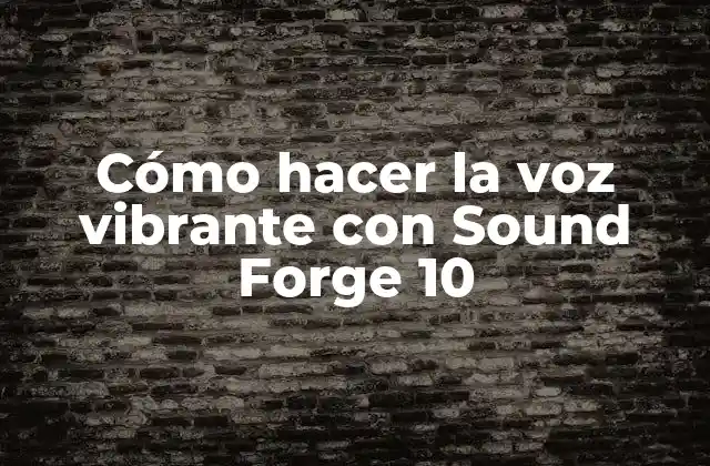 Cómo Hacer la Voz Vibrante con Sound Forge 10