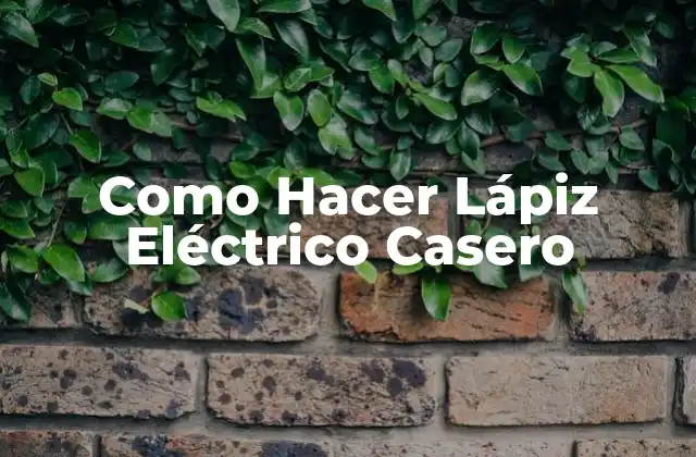 Como Hacer Lápiz Eléctrico Casero