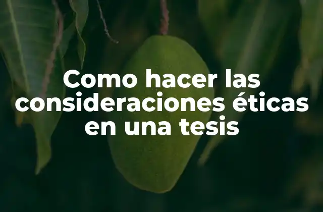 Como Hacer las Consideraciones Éticas en una Tesis