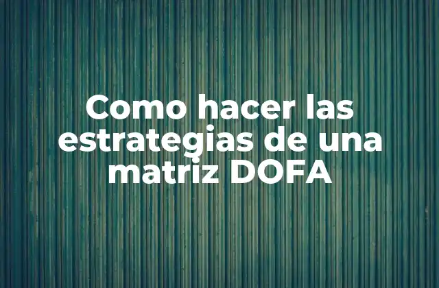 Como Hacer las Estrategias de una Matriz Dofa