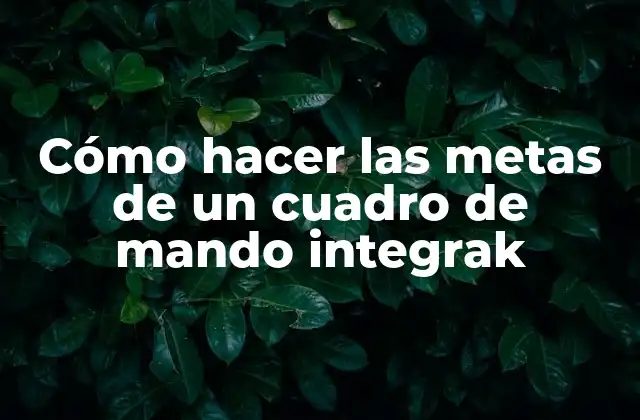 Cómo Hacer las Metas de un Cuadro de Mando Integrak