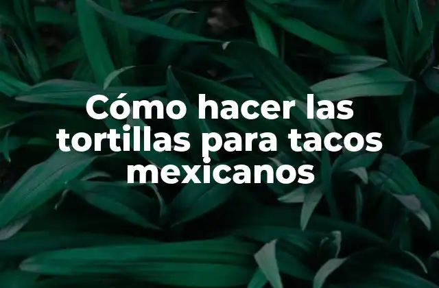 Cómo Hacer las Tortillas para Tacos Mexicanos