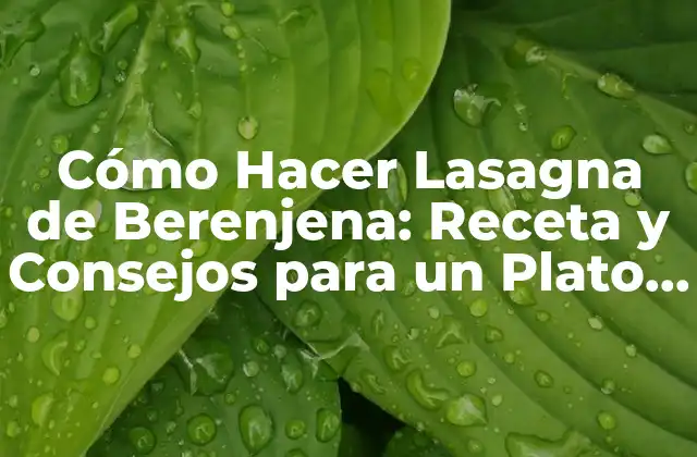 Cómo Hacer Lasagna de Berenjena: Receta y Consejos para un Plato Delicioso