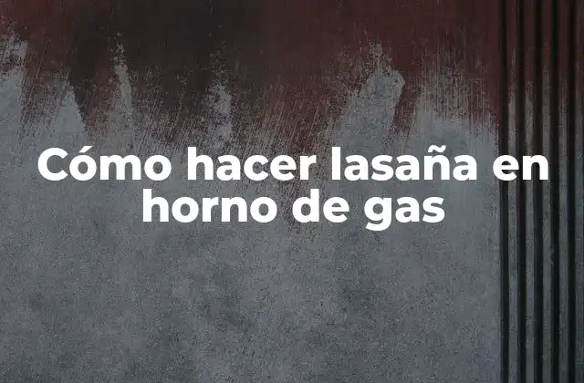 Cómo Hacer Lasaña en Horno de Gas
