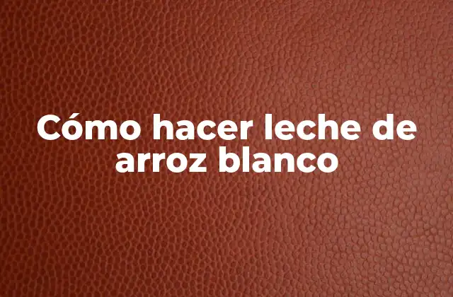 Cómo Hacer Leche de Arroz Blanco 2 ¿Qué es la leche de arroz blanco?