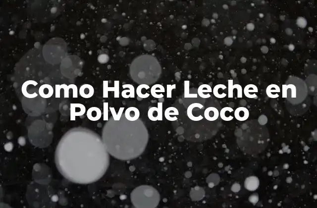 Como Hacer Leche en Polvo de Coco