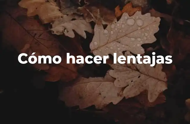 Cómo Hacer Lentajas
