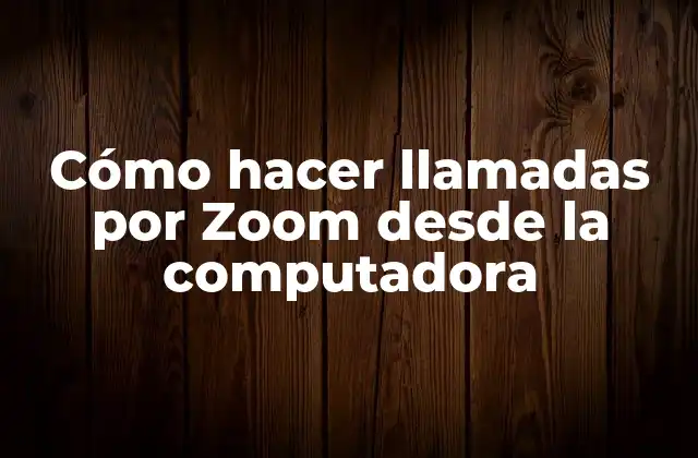 Cómo Hacer Llamadas por Zoom desde la Computadora