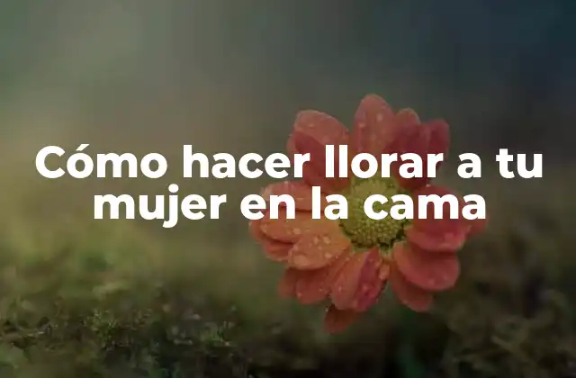 Cómo Hacer Llorar a Tu Mujer en la Cama