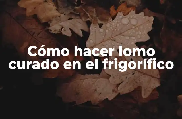 Cómo Hacer Lomo Curado en el Frigorífico