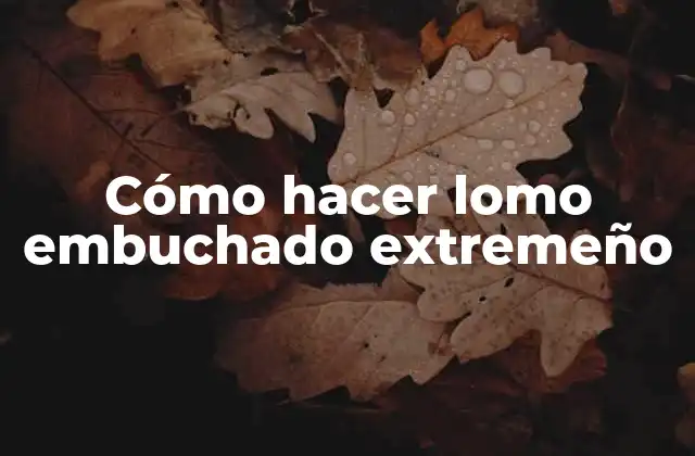 Cómo Hacer Lomo Embuchado Extremeño