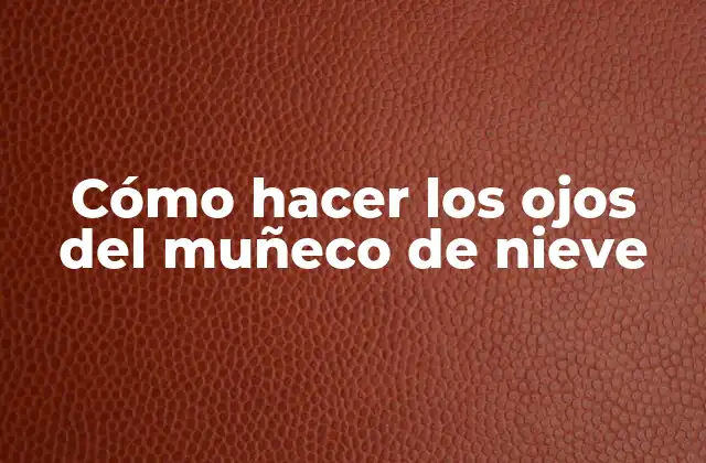 Cómo Hacer los Ojos Del Muñeco de Nieve