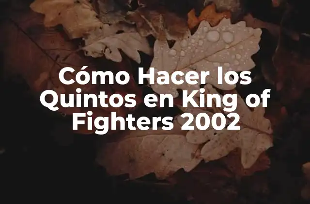 Cómo Hacer los Quintos en King Of Fighters 2002