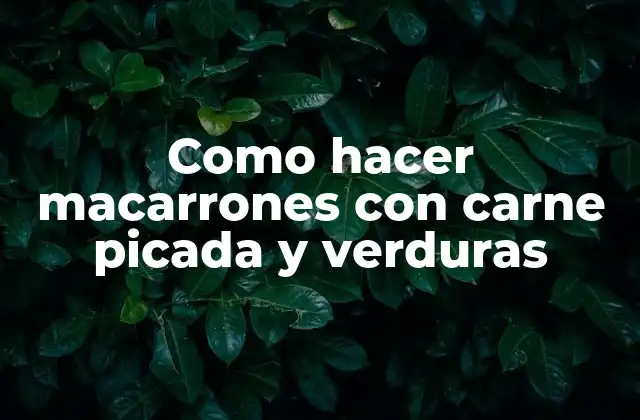 Como Hacer Macarrones con Carne Picada y Verduras