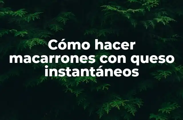Cómo Hacer Macarrones con Queso Instantáneos