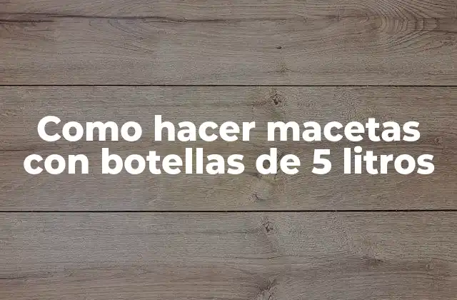 Cómo hacer macetas con botellas de 5 litros: Concepto y beneficios