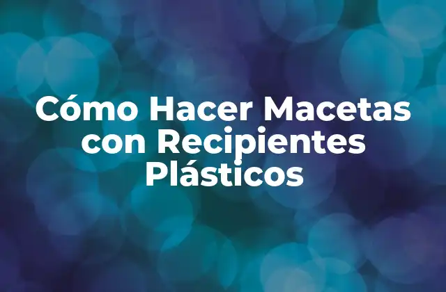 Cómo Hacer Macetas con Recipientes Plásticos
