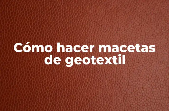 Cómo Hacer Macetas de Geotextil