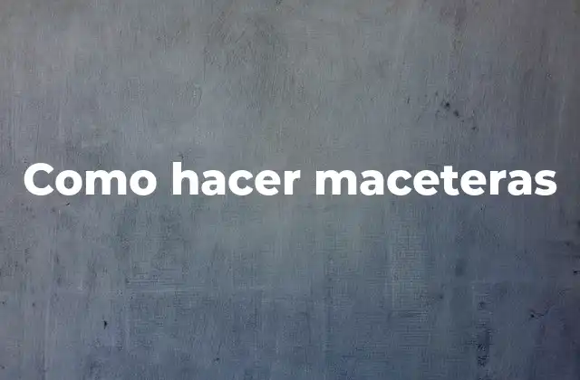 Como Hacer Maceteras