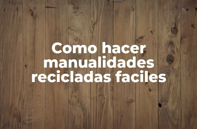 Como Hacer Manualidades Recicladas Faciles
