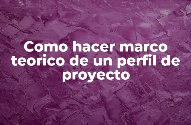 Como Hacer Marco Teorico de un Perfil de Proyecto