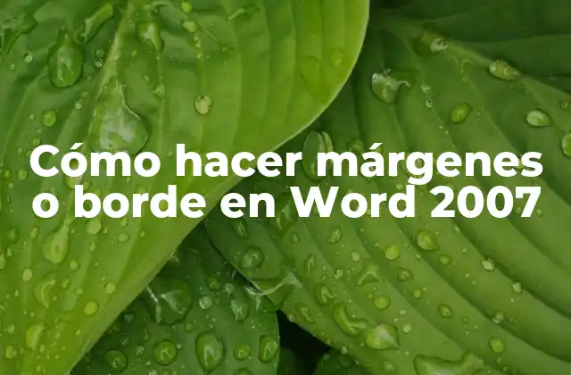 Cómo Hacer Márgenes o Borde en Word 2007