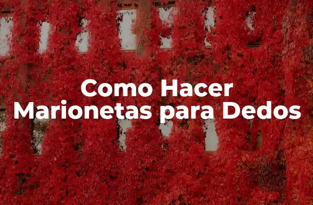 Como Hacer Marionetas para Dedos