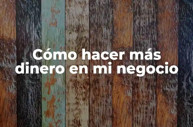 Cómo Hacer Más Dinero en Mi Negocio