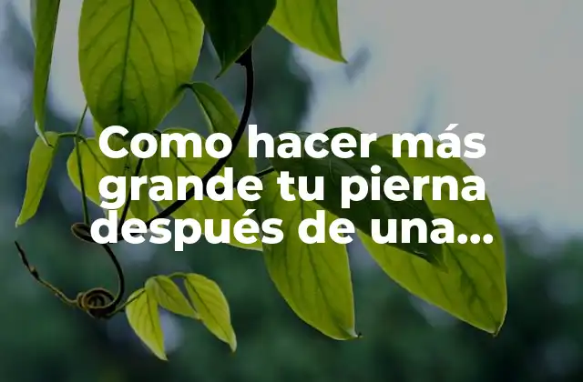 Como Hacer Más Grande Tu Pierna Después de una Recuperación