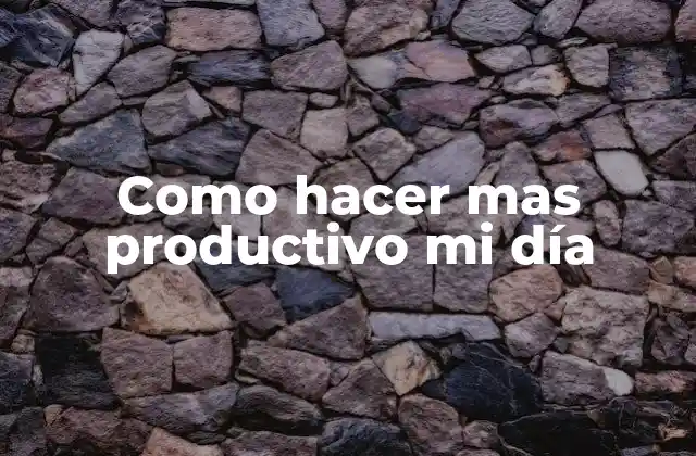 Como Hacer mas Productivo Mi Día