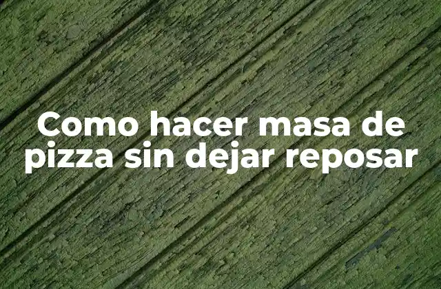 Como Hacer Masa de Pizza sin Dejar Reposar 2 ¿Qué es la masa de pizza sin dejar reposar?