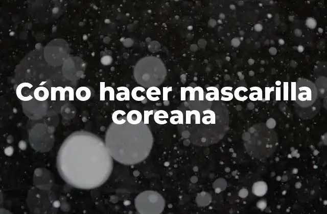 ¿Qué es una Mascarilla Coreana?