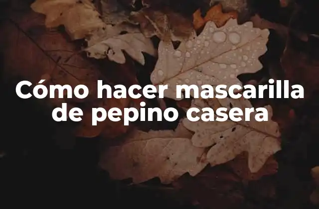 Cómo Hacer Mascarilla de Pepino Casera