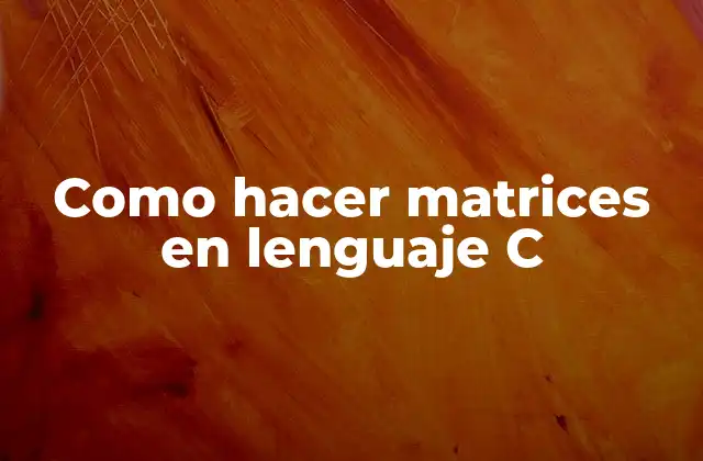 Como Hacer Matrices en Lenguaje C