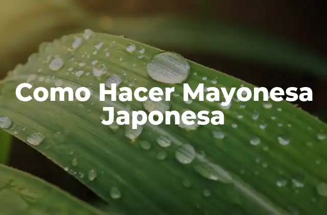 Como Hacer Mayonesa Japonesa