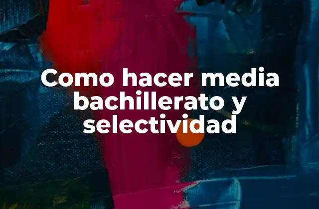 Como Hacer Media Bachillerato y Selectividad