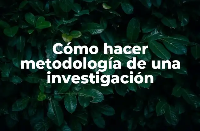 Cómo Hacer Metodología de una Investigación