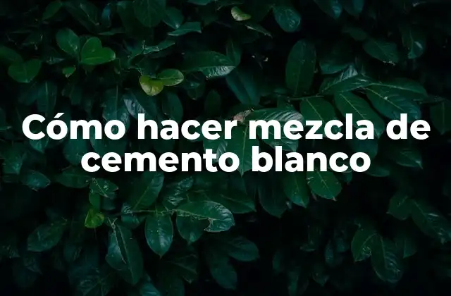 Cómo Hacer Mezcla de Cemento Blanco