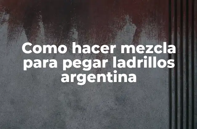 Como Hacer Mezcla para Pegar Ladrillos Argentina