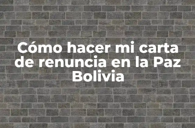 Cómo Hacer Mi Carta de Renuncia en la Paz Bolivia