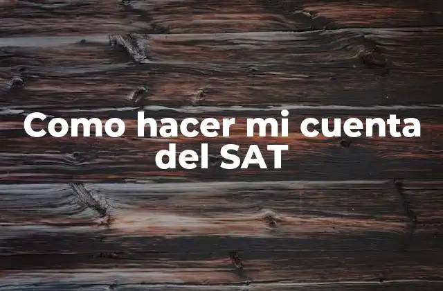 Como Hacer Mi Cuenta Del Sat