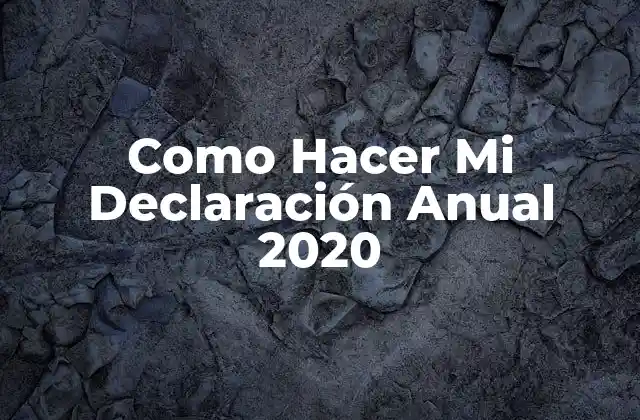 Como Hacer Mi Declaración Anual 2020